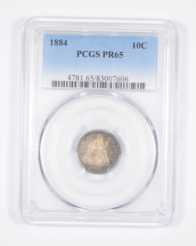 PR65 1884 Seated Liberty Dime - TONED - Graded PCGS *8604 Cover