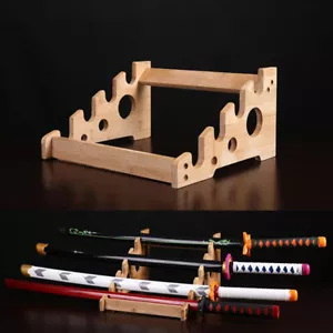 Bamboo Samurai Sword Katana Holder Stand Bracket Assembly Table Rack 3~6 Tier - Picture 1 of 10