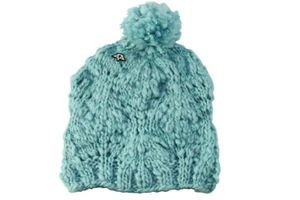 Celtek Women's Happy Pom Acrylic Chunky Fuzzy Knit Beanie Aqua Blue New - Picture 1 of 1