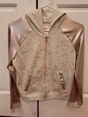 Justice New Zippered Jacket With Hood Size 12/14 Super Cute Gold - Image 1 of 4