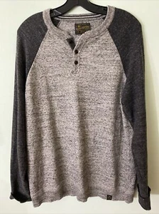 LUCKY BRAND Color Block Henley Sweater-Cotton Blend-Size Med Gray & Gray - Picture 1 of 4