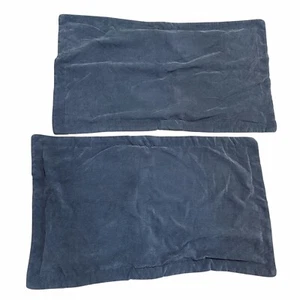 King Size Pillow Shams Set 2 Blue Corduroy Terry 20x36 Striped Soft Comfortable - Picture 1 of 11