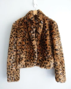 Vintage Bebe Sydney Faux Fur Jacket Womens size XS 6 8 ? Leopard Retro 90s Y2K - Picture 1 of 12
