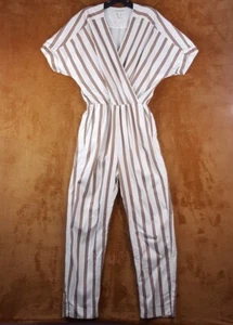 MAJE Womens Jumpsuit Size 40 Cream Stripe Pull On Dolman Sleeve Pockets PIENE - Picture 1 of 11