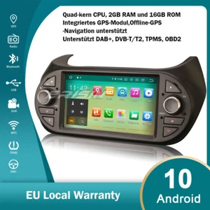 DAB+ Android 10 Autoradio GPS Fiat Fiorino Citroën Peugeot Bipper CarPlay 4G FM - Foto 1 di 12