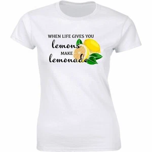 When Life Gives You Lemons Make Lemonade Women's T-Shirt Graphic Tee - Picture 1 of 2