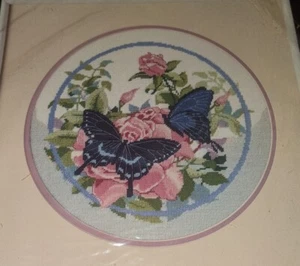 Dimensions Spicebush Swallowtail Butterfly Rose Needlepoint Kit 2339 Wool Yarn! - Picture 1 of 4