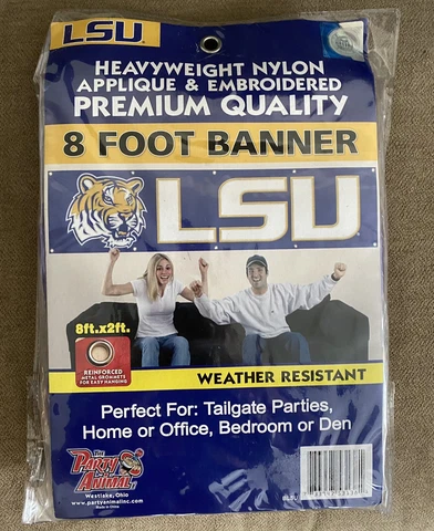 New THE PARTY ANIMAL 8 Foot Banner LSU Tigers Louisiana College Football Purple Cover