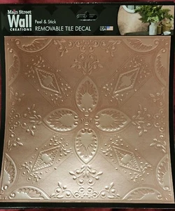 MAIN ST CREATIONS ANTIQUE METALLIC FLORAL Peel Stick 8in Wall Tile Backsplash - Picture 1 of 1