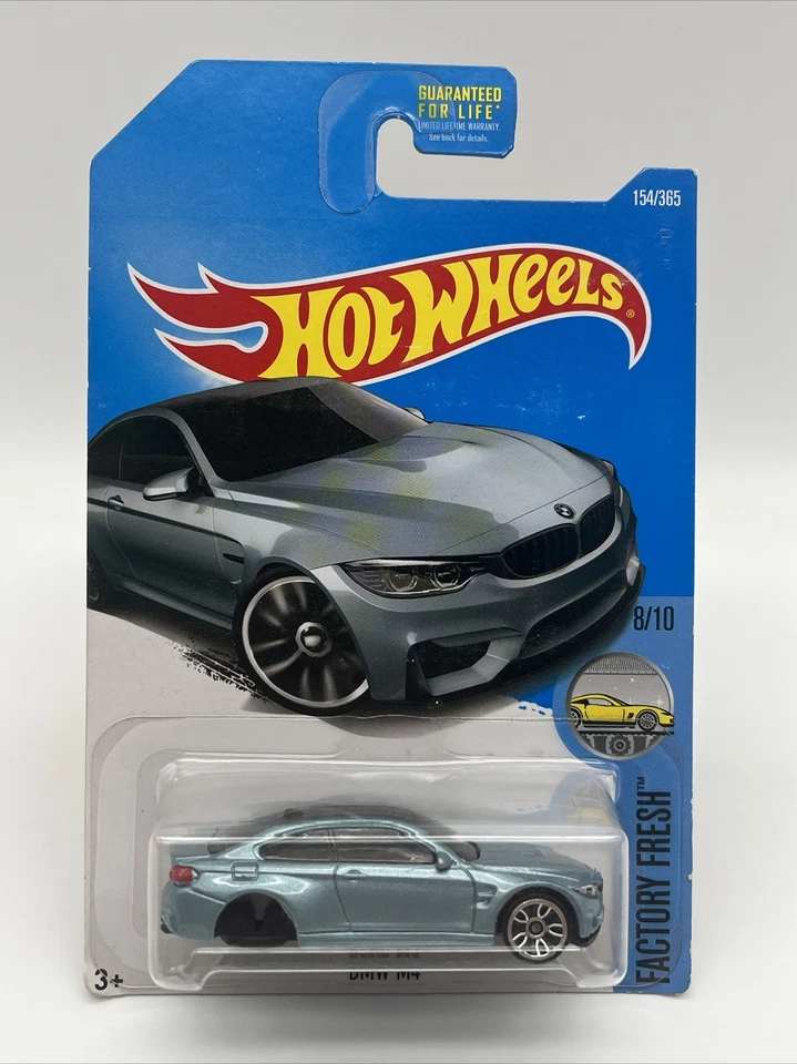 Coche de error Hot Wheels - sin ruedas traseras - BMW M4 2016 azul fresco de fábrica 1/64 Foto 1 de 4