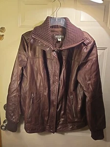 Women's Eddie Bauer Brown Genuine Lamb Leather Jacket Zip Up Coat Size X Large - Picture 1 of 12