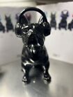 All Black French Bulldog Sitting ornament figure Extra Large Head Phones 33cm H
