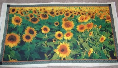 Sunflowers Sunflower Farm Garden Quilt Panel Artworks Cotton Fabric - Image 1 of 4
