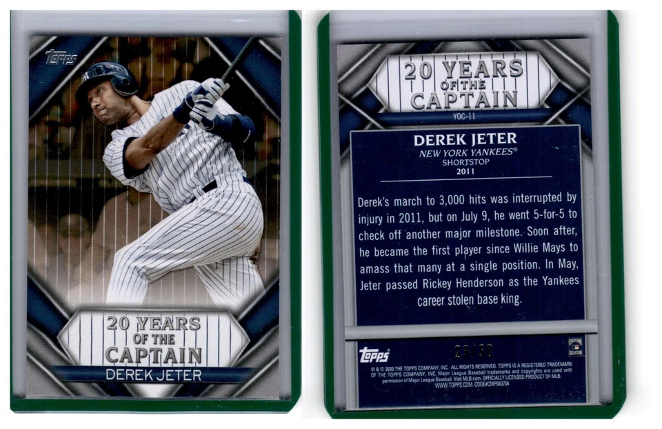 2020 Topps Update 20 Years of The Captain Gold #YOC11 Derek Jeter Yankees /50 - Image 1 of 1