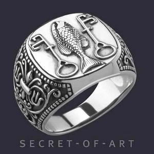 Fisch Ring 925 Silber Fischer Schlüssel Religiös Jesus Kirche Katholisch Ichthys - Bild 1 von 12