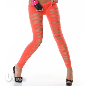 Leggings Cut Out Risse Look Treggings Damen Design Legging Risse Look Orange - Bild 1 von 1