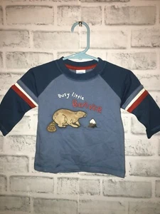 NWT GYMBOREE NIGHT FOREST BUSY LITTLE BEAVER SHIRT 3-6 MONTHS BOYS BLUE TEE T - Picture 1 of 2
