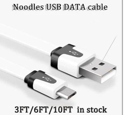 FLAT NOODLE USB Data Sync Charger Cable FOR iphone 4 4s 5 5c 6 7 plus micro usb - Image 1 of 4