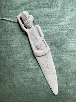 Vintage Hand Carved Tribal Fixed Blade Knife Ceremonial Dagger Letter Opener  - Image 1 of 4