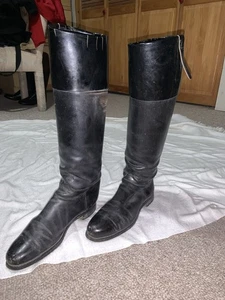 Ladies DEHNER For BEVAL Saddlery Dress Boots W/ Patent Tops Size 9 Fox Hunting - Picture 1 of 11