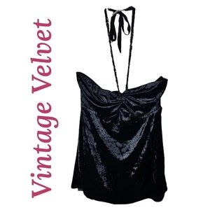 THE LIMITED VINTAGE Y2K SAMT BABYDOLL SCHULTERFREI NECKHOLDER TOP SCHWARZ PERLEN, GRÖSSE - Bild 1 von 10