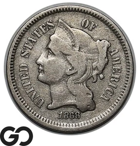 Tres centavos de níquel 1868 - Imagen 1 de 3