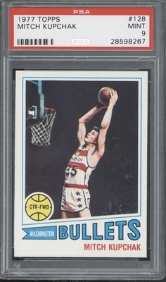 1977 Topps Basketball #128 Mitch Kupchak RC Rookie Mint PSA 9 - Image 1 of 2