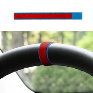 Soft Suede Blue Red Steering Wheel Marker Strip Trim For Tesla Model 3 Y 2019-23 - Picture 1 of 12