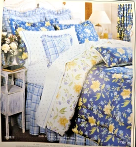 NEU! Laura Ashley Bettrock 'Emilie' kariert blau gelb 100% Baumwolle 2000 - Bild 1 von 9