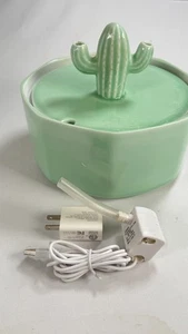 Kaktus Keramik Katzenbrunnen 1,5L USB Pumpe leise ungefiltert grün - Bild 1 von 8