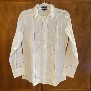 J. Crew Garçon klassisches Hemd Ösen 100% Leinen Knopfleiste weiß Gr. 4 Boho Western - Bild 1 von 12