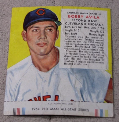 Red Man 1954 #AL1 Bobby Avila con lengüeta Foto 1 de 4