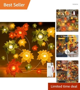 Herbst Lichterkette 2m LED Ahornblätter mit Timer für Innen Außen Dekoration - Bild 1 von 9