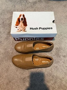 Hush Puppies Women Slip-On Perforated Leather Loafers Tan Brown Comfort Shoe 8.5 - Picture 1 of 8