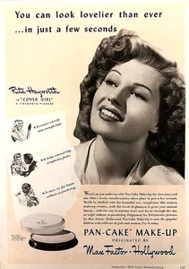 MAX FACTOR HOLLYWOOD PAN-CAKE MAKE-UP—RITA HAYWORTH IN ‘COVER GIRL’—1943 PRINT AD - Bild 1 von 1