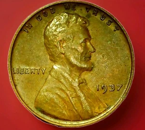 Lincoln Wheat Penny 1937 BN F/XF circulado fuertes huelgas 🔥BONITA MONEDA DE LIBRO🔥 - Imagen 1 de 2