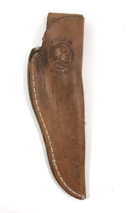 Indian Head Leder Messer SCHEIDE 4-3/4" feststehende Klinge Vintage SIEHE FOTOS 11627-L - Bild 1 von 7