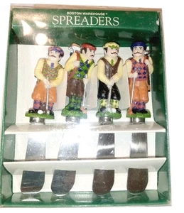 Golfer Figure Cheese Spreader Knife 4 Stainless Steel Knives Boston Warehouse - Picture 1 of 4