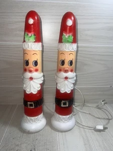 Pair Vintage 14" Empire Skinny Pencil Santa Claus Tabletop Blow Molds-New Lights - Picture 1 of 10