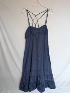 Vestido Boho Midi Free People Azul Cottage Core Volantes Tirantes Talla 6 - Imagen 1 de 13