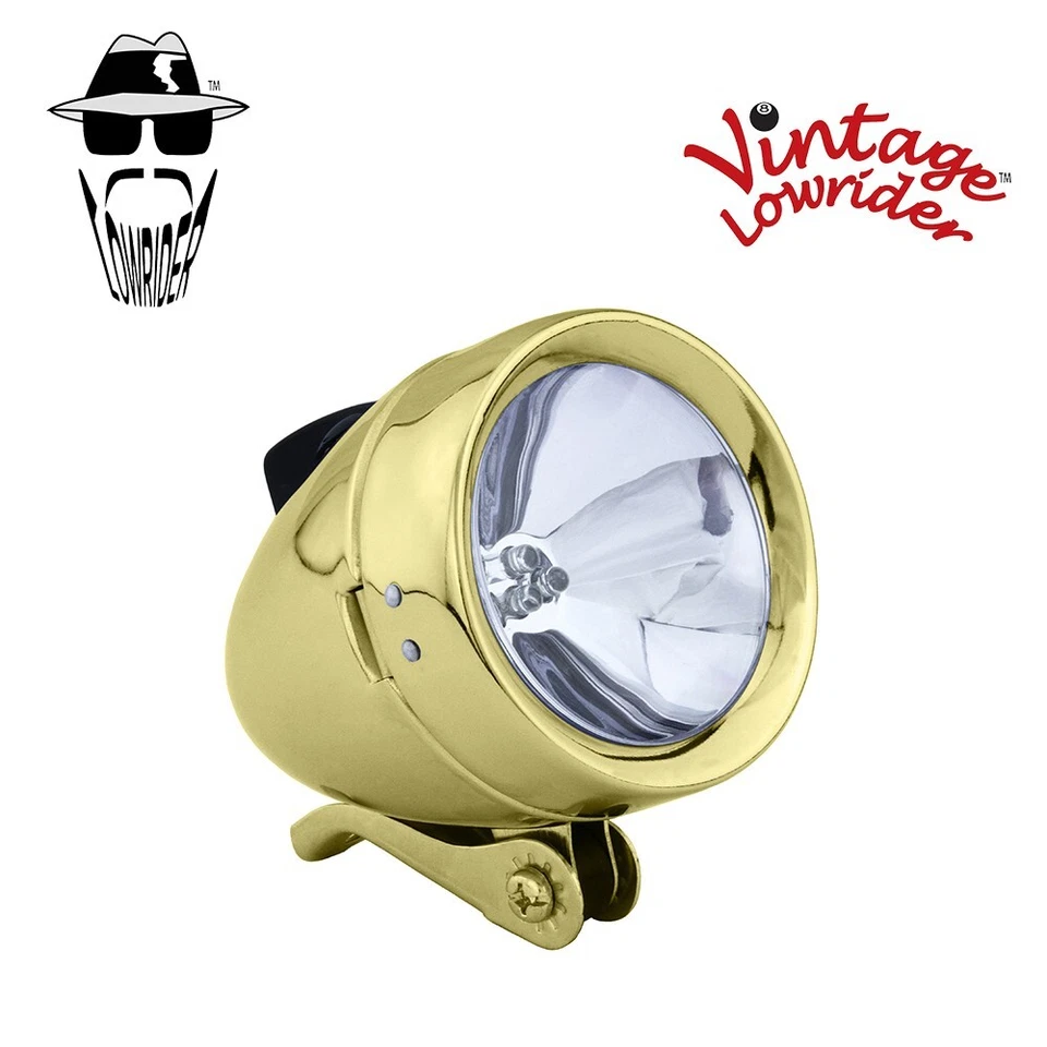 F&R ORIGINAL LOWRIDER Bicycle Bike Bullet Light Gold Plated 3 LED Bulbs Light - Image 1 of 1