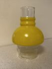 Vintage Clear & Yellow 2 7/8" Fitter Glass Hooded Chimney Shade MCM Retro Oil