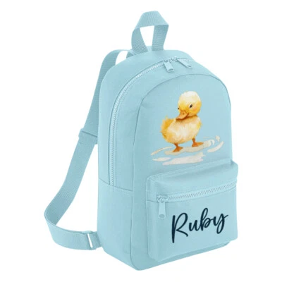 GROOVY INKS LTD Personalisierter Mini-Rucksack Entchen Schulanfang Kinder individuell Kindergartentasche
