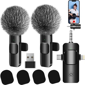 4 in 1 Wireless Lavalier Microphone for Iphone/Usb C Android/Camera/Laptop Pc,Mi - Picture 1 of 7
