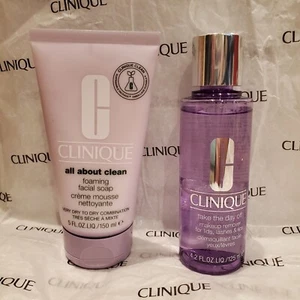 CLINIQUE All About Clean Foaming Facial Soap + Take The Day Off MakeUp Remover - Picture 1 of 1