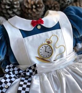0-12Y Autumn Winter Blue Velvet Embroidery Vintage Princess Ball Gown Dress
