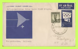 Australia 1955 Primo Volo, Rotta Polare, Sydney - Copertina Amsterdam - Foto 1 di 2