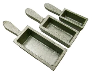 Juego de 3 moldes - 200 oz, 80 oz, 40 oz barra de oro pan hierro fundido moldes de acero fusión - Imagen 1 de 6