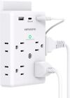 Multi Plug Outlet Extender with USB C Ports, 3 Sided Power Strip with 900J NEW