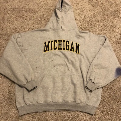 Michigan Wolverines Sweater Adult XL Gray Hoodie NCAA Basketball Mens B1 - Image 1 of 4